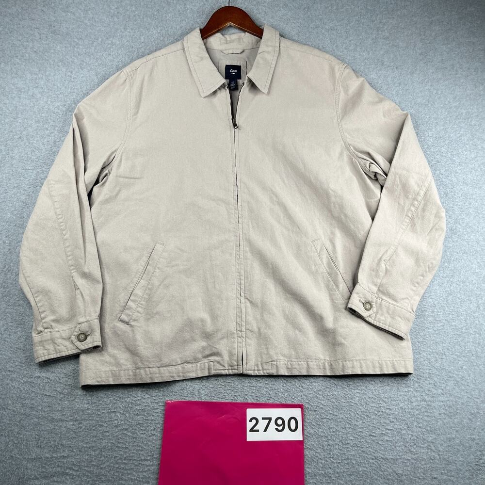 Gap Jacket Lightweight Full Zip Tan Casual Pockets Mens 2XL Woven